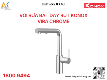 Vòi rửa bát dây rút Konox Vira Chrome